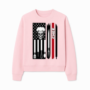 Skull Chef American Flag Design T-Shirt | Cool Culinary Graphic Tee for Chefs | Unique Chef Gift Idea - Sweatshirt 1758181703744.jpg