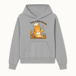 Cute Cat Chef Baking Biscuits Print, Time to Make Biscuits Kitchen Wall Art, Whimsical Cat Decor for Pet Lovers - Hoodie 1758181703770.jpg
