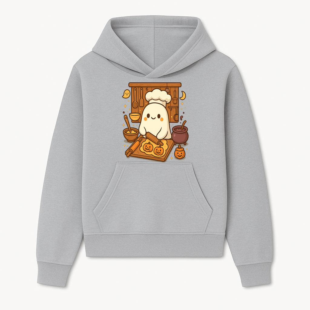Cute Ghost Chef Baking Halloween Cookies - Kawaii Halloween Decor, Whimsical Kitchen Art Print, Fall Home Decoration - Hoodie 1758181703830.jpg