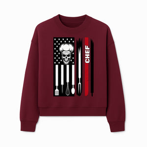 Skull Chef American Flag Design T-Shirt | Cool Culinary Graphic Tee for Chefs | Unique Chef Gift Idea - Sweatshirt 1758181703888.jpg