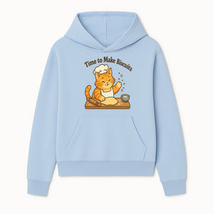 Cute Cat Chef Baking Biscuits Print, Time to Make Biscuits Kitchen Wall Art, Whimsical Cat Decor for Pet Lovers - Hoodie 1758181703914.jpg