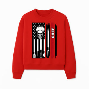 Skull Chef American Flag Design T-Shirt | Cool Culinary Graphic Tee for Chefs | Unique Chef Gift Idea - Sweatshirt 1758181704150.jpg