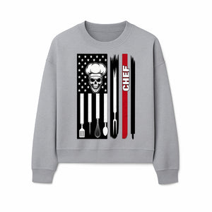 Skull Chef American Flag Design T-Shirt | Cool Culinary Graphic Tee for Chefs | Unique Chef Gift Idea - Sweatshirt 1758181704284.jpg