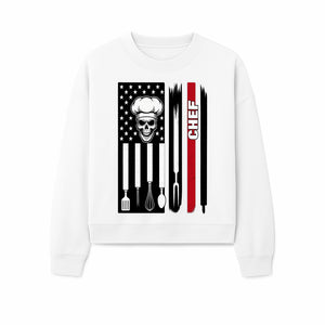 Skull Chef American Flag Design T-Shirt | Cool Culinary Graphic Tee for Chefs | Unique Chef Gift Idea - Sweatshirt 1758181704421.jpg