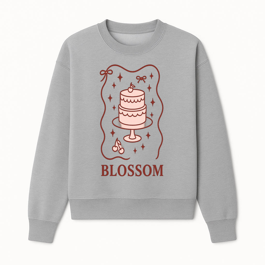 Blossom Cake Design Wall Art - Cute Cherry Decor, Bakery Theme, Pastry Illustration, Kitchen Decoration, Sweet Treats Print - Sweatshirt 1758181704517.jpg