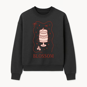 Blossom Cake Design Wall Art - Cute Cherry Decor, Bakery Theme, Pastry Illustration, Kitchen Decoration, Sweet Treats Print - Sweatshirt 1758181704824.jpg