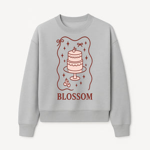 Blossom Cake Design Wall Art - Cute Cherry Decor, Bakery Theme, Pastry Illustration, Kitchen Decoration, Sweet Treats Print - Sweatshirt 1758181705116.jpg