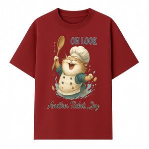Chef Cat Illustration Wall Art - Oh Look, Another Ticket... Joy - Cute Animal Decor for Kitchen or Children's Room - T-shirt 1758181705422.jpg
