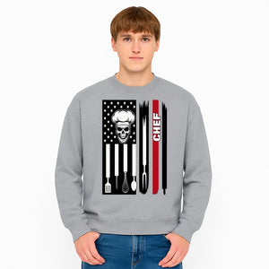 Skull Chef American Flag Design T-Shirt | Cool Culinary Graphic Tee for Chefs | Unique Chef Gift Idea - Sweatshirt 1758181705572.jpg