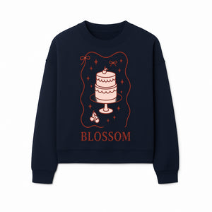 Blossom Cake Design Wall Art - Cute Cherry Decor, Bakery Theme, Pastry Illustration, Kitchen Decoration, Sweet Treats Print - Sweatshirt 1758181705688.jpg