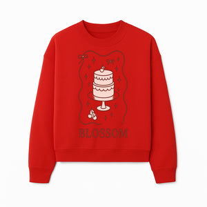 Blossom Cake Design Wall Art - Cute Cherry Decor, Bakery Theme, Pastry Illustration, Kitchen Decoration, Sweet Treats Print - Sweatshirt 1758181705821.jpg