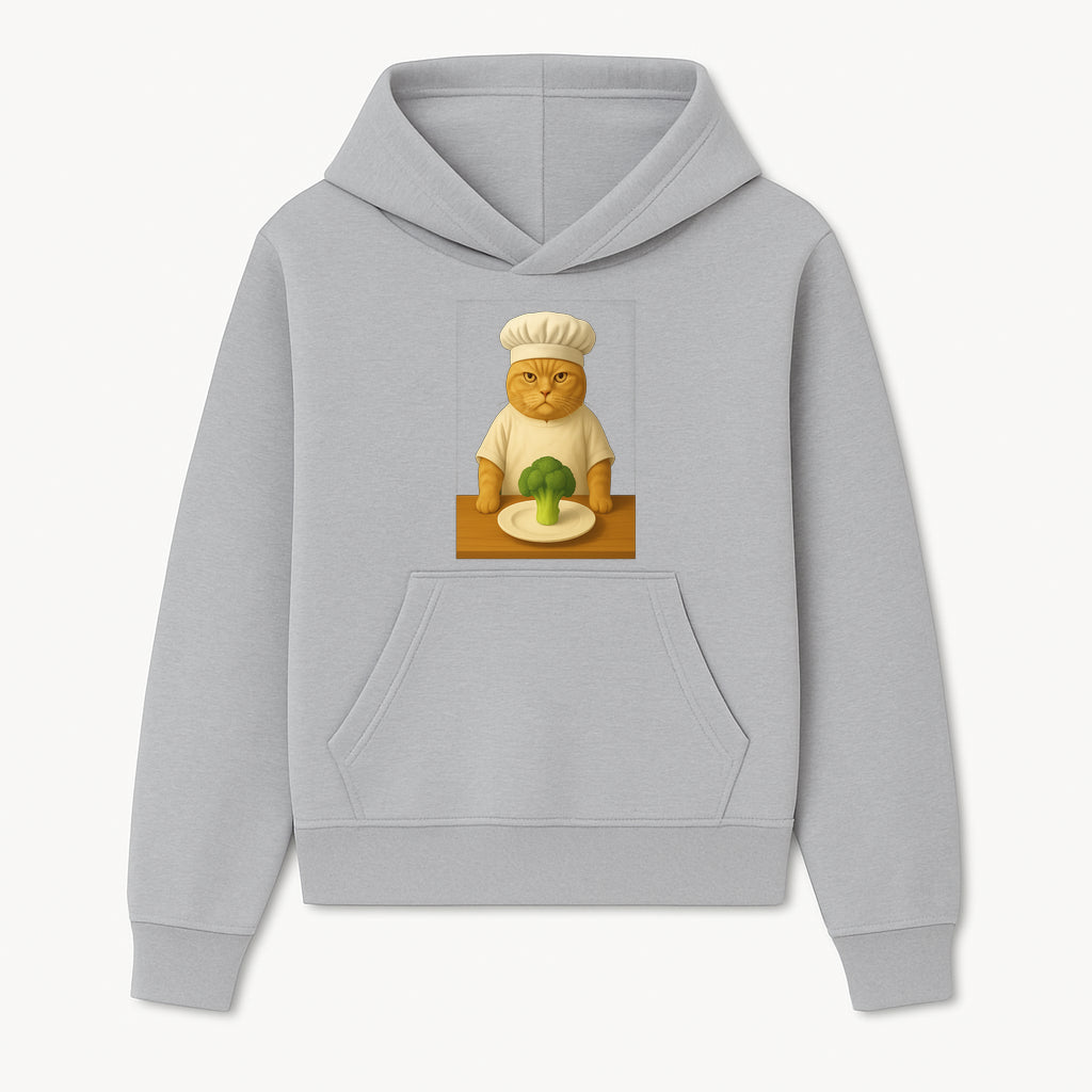 Funny Chef Cat Art Print Cute Cat with Broccoli Kitchen Decor Animal Lover Gift Whimsical Culinary Illustration - Hoodie 1758181705939.jpg