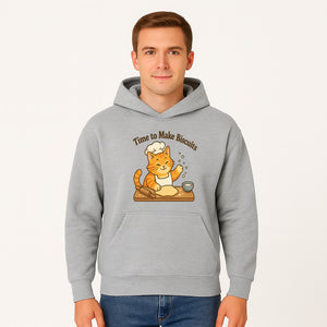 Cute Cat Chef Baking Biscuits Print, Time to Make Biscuits Kitchen Wall Art, Whimsical Cat Decor for Pet Lovers - Hoodie 1758181705991.jpg