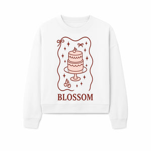 Blossom Cake Design Wall Art - Cute Cherry Decor, Bakery Theme, Pastry Illustration, Kitchen Decoration, Sweet Treats Print - Sweatshirt 1758181706135.jpg