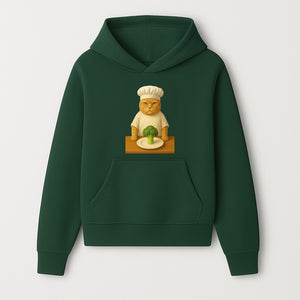 Funny Chef Cat Art Print Cute Cat with Broccoli Kitchen Decor Animal Lover Gift Whimsical Culinary Illustration - Hoodie 1758181706387.jpg