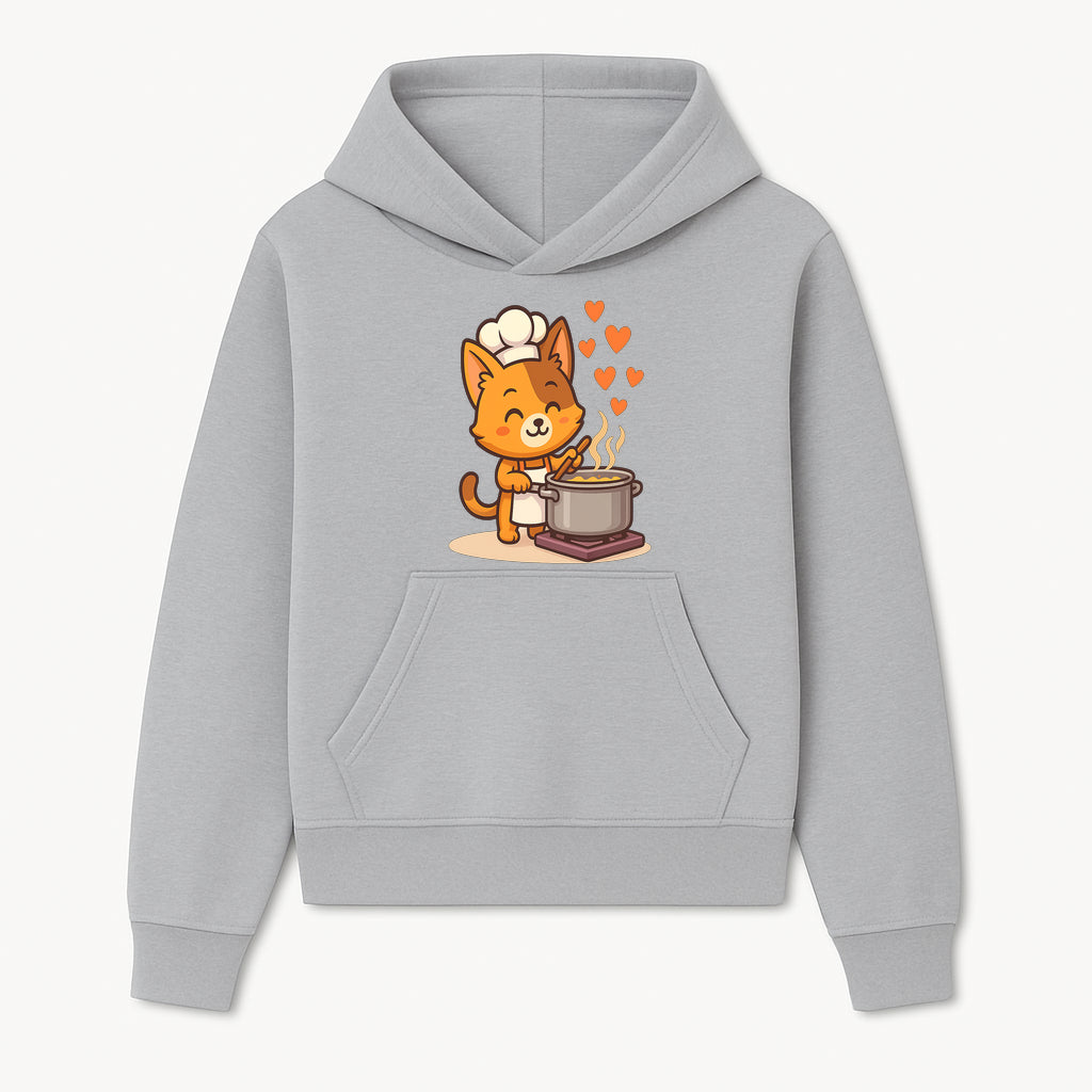 Cute Cat Chef Cooking with Love, Adorable Kitchen Decor, Animal Art Print, Whimsical Cooking Illustration, Gift for Cat Lovers - Hoodie 1758181706515.jpg