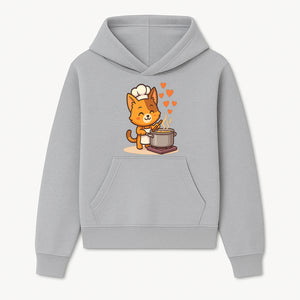 Cute Cat Chef Cooking with Love, Adorable Kitchen Decor, Animal Art Print, Whimsical Cooking Illustration, Gift for Cat Lovers - Hoodie 1758181706515.jpg