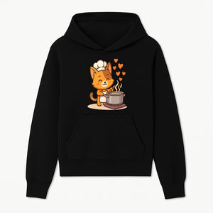 Cute Cat Chef Cooking with Love, Adorable Kitchen Decor, Animal Art Print, Whimsical Cooking Illustration, Gift for Cat Lovers - Hoodie 1758181706668.jpg