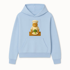 Funny Chef Cat Art Print Cute Cat with Broccoli Kitchen Decor Animal Lover Gift Whimsical Culinary Illustration - Hoodie 1758181706680.jpg