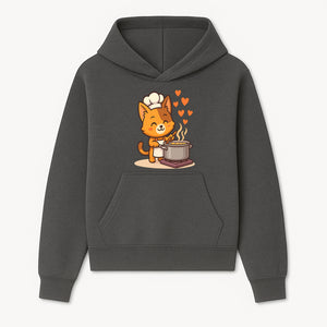 Cute Cat Chef Cooking with Love, Adorable Kitchen Decor, Animal Art Print, Whimsical Cooking Illustration, Gift for Cat Lovers - Hoodie 1758181706795.jpg