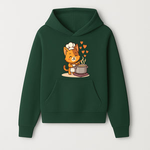 Cute Cat Chef Cooking with Love, Adorable Kitchen Decor, Animal Art Print, Whimsical Cooking Illustration, Gift for Cat Lovers - Hoodie 1758181706925.jpg