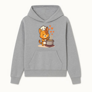 Cute Cat Chef Cooking with Love, Adorable Kitchen Decor, Animal Art Print, Whimsical Cooking Illustration, Gift for Cat Lovers - Hoodie 1758181707080.jpg