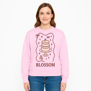 Blossom Cake Design Wall Art - Cute Cherry Decor, Bakery Theme, Pastry Illustration, Kitchen Decoration, Sweet Treats Print - Sweatshirt 1758181707421.jpg