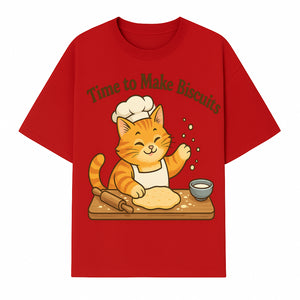 Cute Cat Chef Baking Biscuits Print, Time to Make Biscuits Kitchen Wall Art, Whimsical Cat Decor for Pet Lovers - T-shirt 1758181707541.jpg