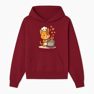 Cute Cat Chef Cooking with Love, Adorable Kitchen Decor, Animal Art Print, Whimsical Cooking Illustration, Gift for Cat Lovers - Hoodie 1758181707561.jpg