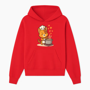 Cute Cat Chef Cooking with Love, Adorable Kitchen Decor, Animal Art Print, Whimsical Cooking Illustration, Gift for Cat Lovers - Hoodie 1758181707851.jpg