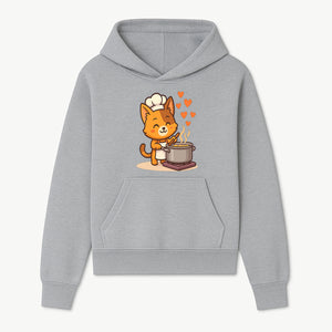 Cute Cat Chef Cooking with Love, Adorable Kitchen Decor, Animal Art Print, Whimsical Cooking Illustration, Gift for Cat Lovers - Hoodie 1758181707989.jpg