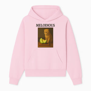 Melodious Cat Art Print - Cute Feline with Melon Still Life - Whimsical Home Decor for Cat Lovers - Hoodie 1758181708051.jpg