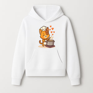 Cute Cat Chef Cooking with Love, Adorable Kitchen Decor, Animal Art Print, Whimsical Cooking Illustration, Gift for Cat Lovers - Hoodie 1758181708117.jpg