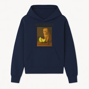 Melodious Cat Art Print - Cute Feline with Melon Still Life - Whimsical Home Decor for Cat Lovers - Hoodie 1758181708326.jpg