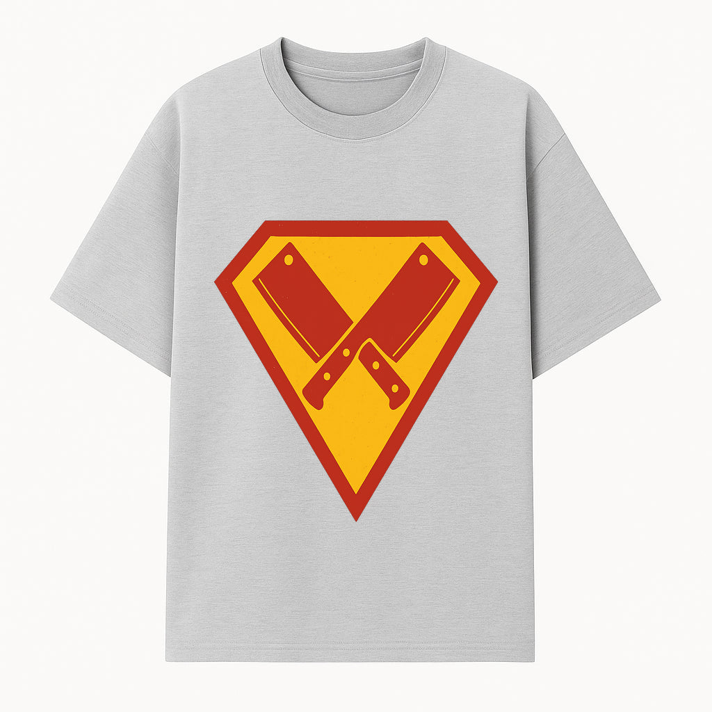 Superhero Chef Kitchen Apron with Crossed Knives Design - Funny Cooking Gift for Culinary Enthusiasts and Food Lovers - T-shirt 1758181708433.jpg