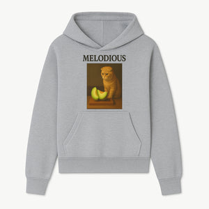 Melodious Cat Art Print - Cute Feline with Melon Still Life - Whimsical Home Decor for Cat Lovers - Hoodie 1758181708672.jpg