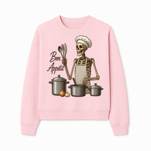 Skeleton Chef Bon App tit Kitchen Decor, Funny Culinary Art Print, Spooky Cooking Gift, Halloween Home Decoration, Cookware Illustration - Sweatshirt 1758181709043.jpg