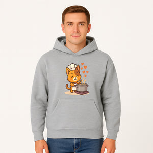 Cute Cat Chef Cooking with Love, Adorable Kitchen Decor, Animal Art Print, Whimsical Cooking Illustration, Gift for Cat Lovers - Hoodie 1758181709256.jpg