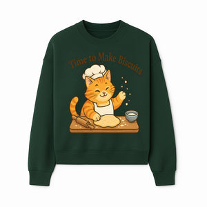 Cute Cat Chef Baking Biscuits Print, Time to Make Biscuits Kitchen Wall Art, Whimsical Cat Decor for Pet Lovers - Sweatshirt 1758181709690.jpg