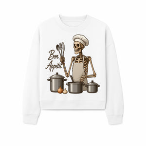 Skeleton Chef Bon App tit Kitchen Decor, Funny Culinary Art Print, Spooky Cooking Gift, Halloween Home Decoration, Cookware Illustration - Sweatshirt 1758181709741.jpg