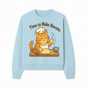 Cute Cat Chef Baking Biscuits Print, Time to Make Biscuits Kitchen Wall Art, Whimsical Cat Decor for Pet Lovers - Sweatshirt 1758181709987.jpg