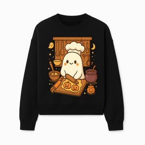 Cute Ghost Chef Baking Halloween Cookies - Kawaii Halloween Decor, Whimsical Kitchen Art Print, Fall Home Decoration - Sweatshirt 1758181710200.jpg