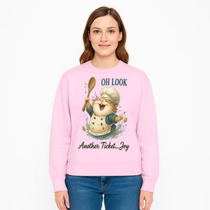 Chef Cat Illustration Wall Art - Oh Look, Another Ticket... Joy - Cute Animal Decor for Kitchen or Children's Room - Sweatshirt 1758181710321.jpg