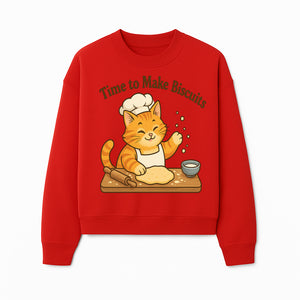 Cute Cat Chef Baking Biscuits Print, Time to Make Biscuits Kitchen Wall Art, Whimsical Cat Decor for Pet Lovers - Sweatshirt 1758181710605.jpg