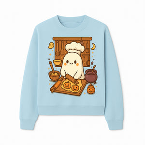 Cute Ghost Chef Baking Halloween Cookies - Kawaii Halloween Decor, Whimsical Kitchen Art Print, Fall Home Decoration - Sweatshirt 1758181710766.jpg