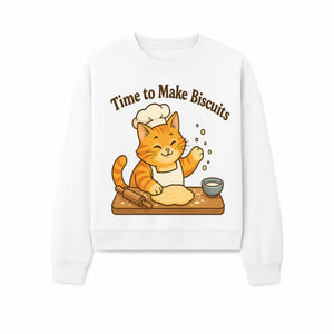 Cute Cat Chef Baking Biscuits Print, Time to Make Biscuits Kitchen Wall Art, Whimsical Cat Decor for Pet Lovers - Sweatshirt 1758181710860.jpg