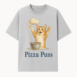 Cute Pizza Cat Art Print - Pizza Puss - Adorable Orange Kitten Baking, Fun Kitchen Decor, Perfect Gift for Cat Lovers - T-shirt 1758181710866.jpg