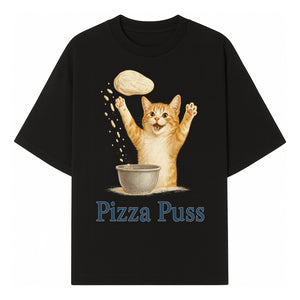 Cute Pizza Cat Art Print - Pizza Puss - Adorable Orange Kitten Baking, Fun Kitchen Decor, Perfect Gift for Cat Lovers - T-shirt 1758181710993.jpg