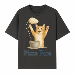 Cute Pizza Cat Art Print - Pizza Puss - Adorable Orange Kitten Baking, Fun Kitchen Decor, Perfect Gift for Cat Lovers - T-shirt 1758181711142.jpg