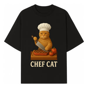 Chef Cat Cooking Illustration with Knife, Cute Cat Chef Design for Kitchen Decor, Pet Lovers Gift, Culinary Art Prints - T-shirt 1758181711335.jpg
